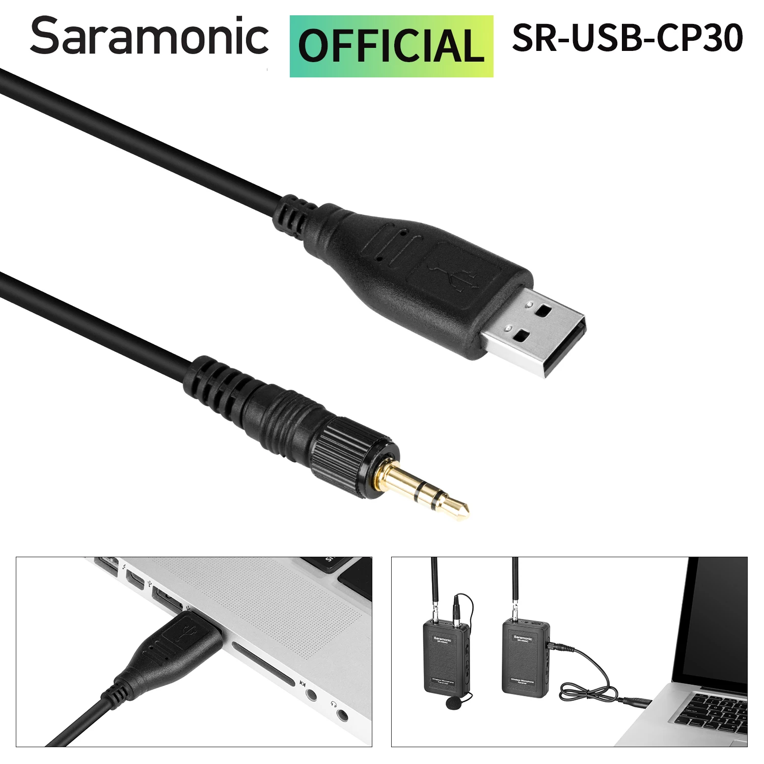 Saramonic USB-CP30 3.5mm Locking-type Adapter Cables for Output Sound to PC Mac for Wireless Microphone UwMic9 UwMic10 UwMic15