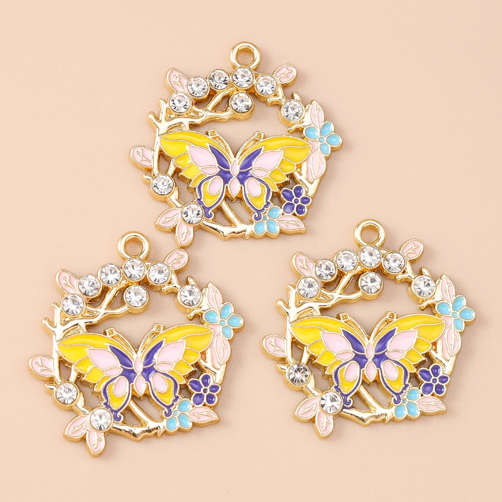 Leslie 10 stücke Neue Exquisite Blume Schmetterling Charms Emaille Schmetterling Anhänger Für Frauen DIY Halskette Ohrringe Schmuck Geschenke – Detail 7