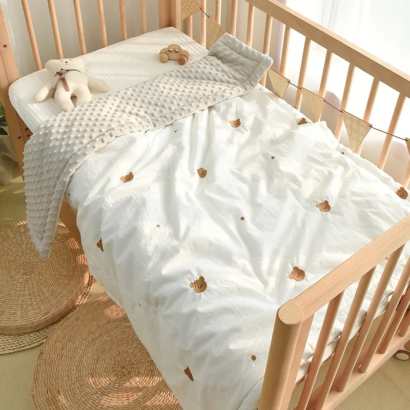 Baby Cotton Quilt Embroidered Air Conditioner Quilt Bean Bean Velvet Quilt Kindergarten Quilt Universal in All Seasons