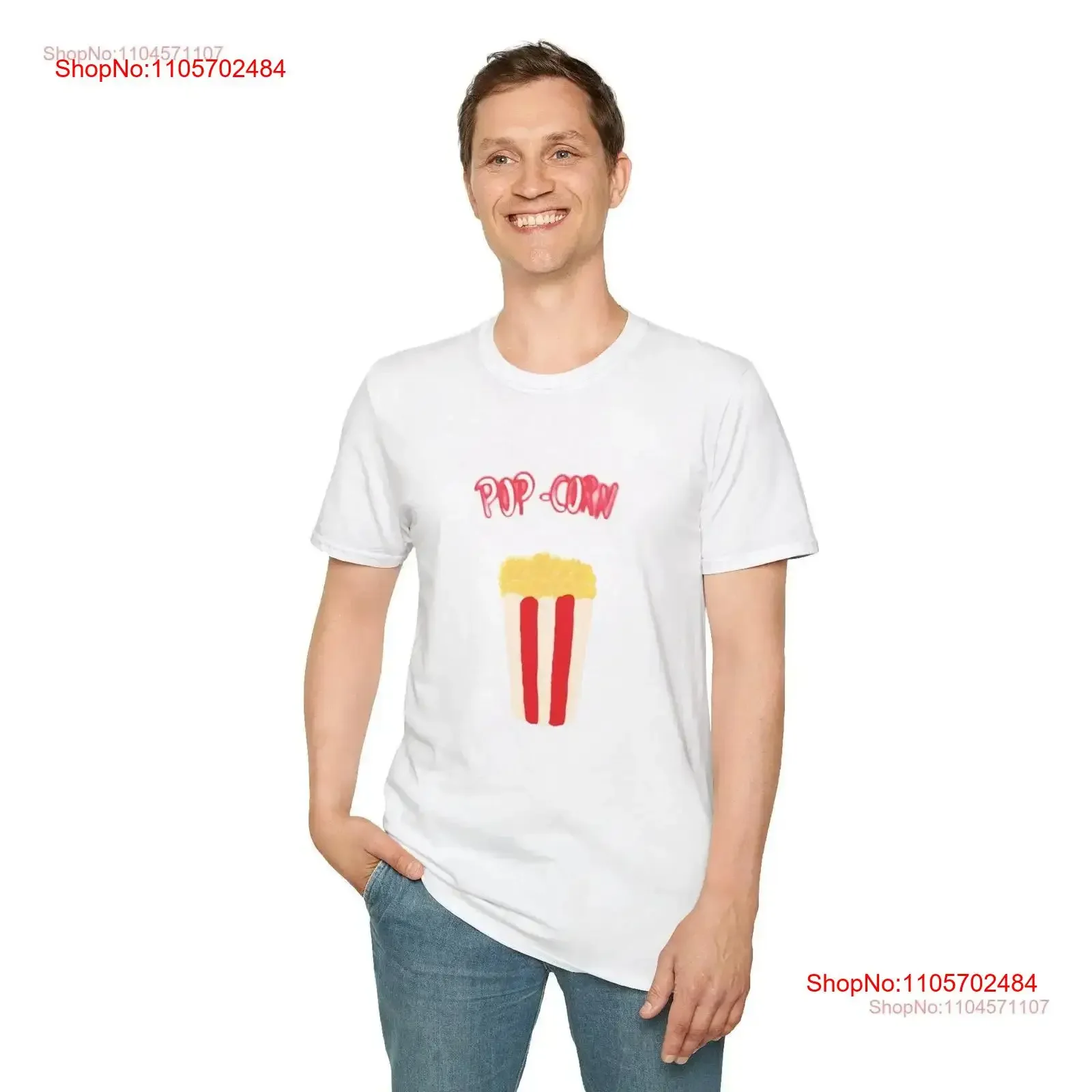 Popcorn Illustration Softstyle T Shirt Food Lover Movie NighT Casual Top vintage Washed fashion Versatile Slightly Soft graphic