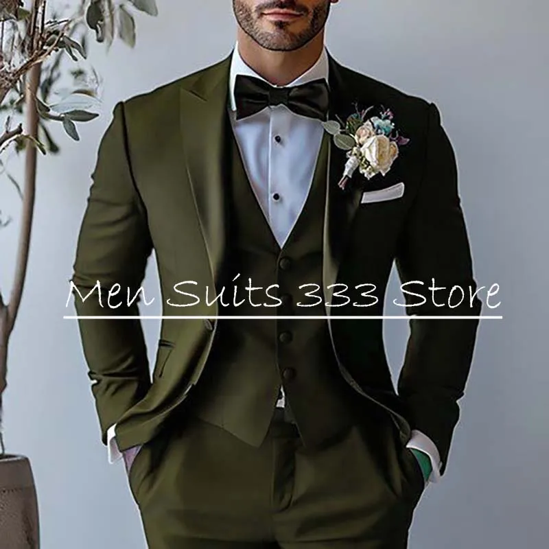 Abiti da uomo da sposa formali Blazer di lusso monopetto con risvolto a punta Slim Fit abbigliamento maschile Giacca da 3 pezzi di alta qualità