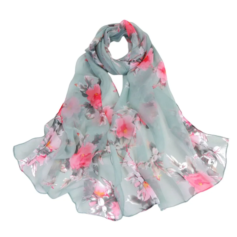 

Summer Embroidered Silk Scarf Breathable Sun-Resistant Beach Shawl Chiffon Smooth Long Wraps for Women