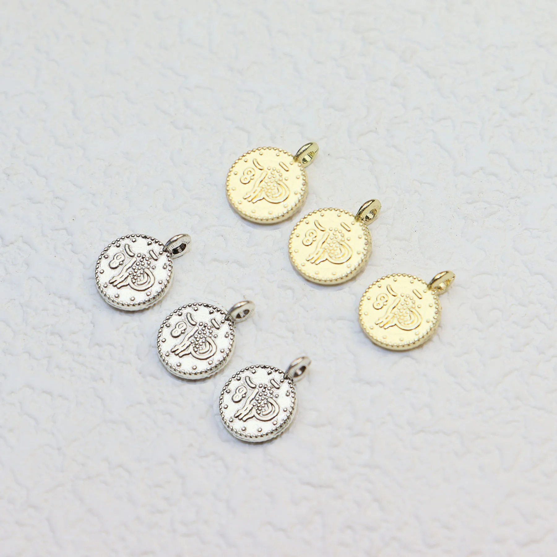Eruifa 20 sztuk 8mm Mini moneta platerowana stopem cynku Charms wisiorek biżuteria DIY Handmade 2 kolory