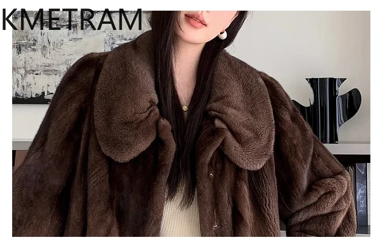 Real Mink Fur Coat Women Old Money Style Mid Length Fur Jacket Winter New in Outerwears 2025 High Quality Womans Clothing шуба