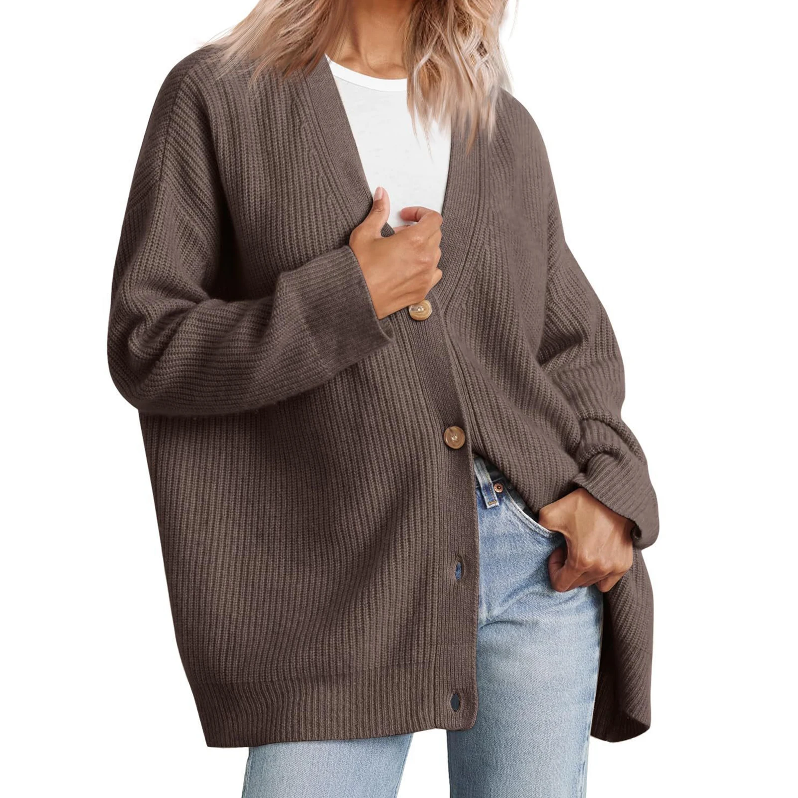 

Woman Loose Knit Cardigan Sweater Elegant And Easy to Women Top Ideal Gifts for Girls Ladies Women