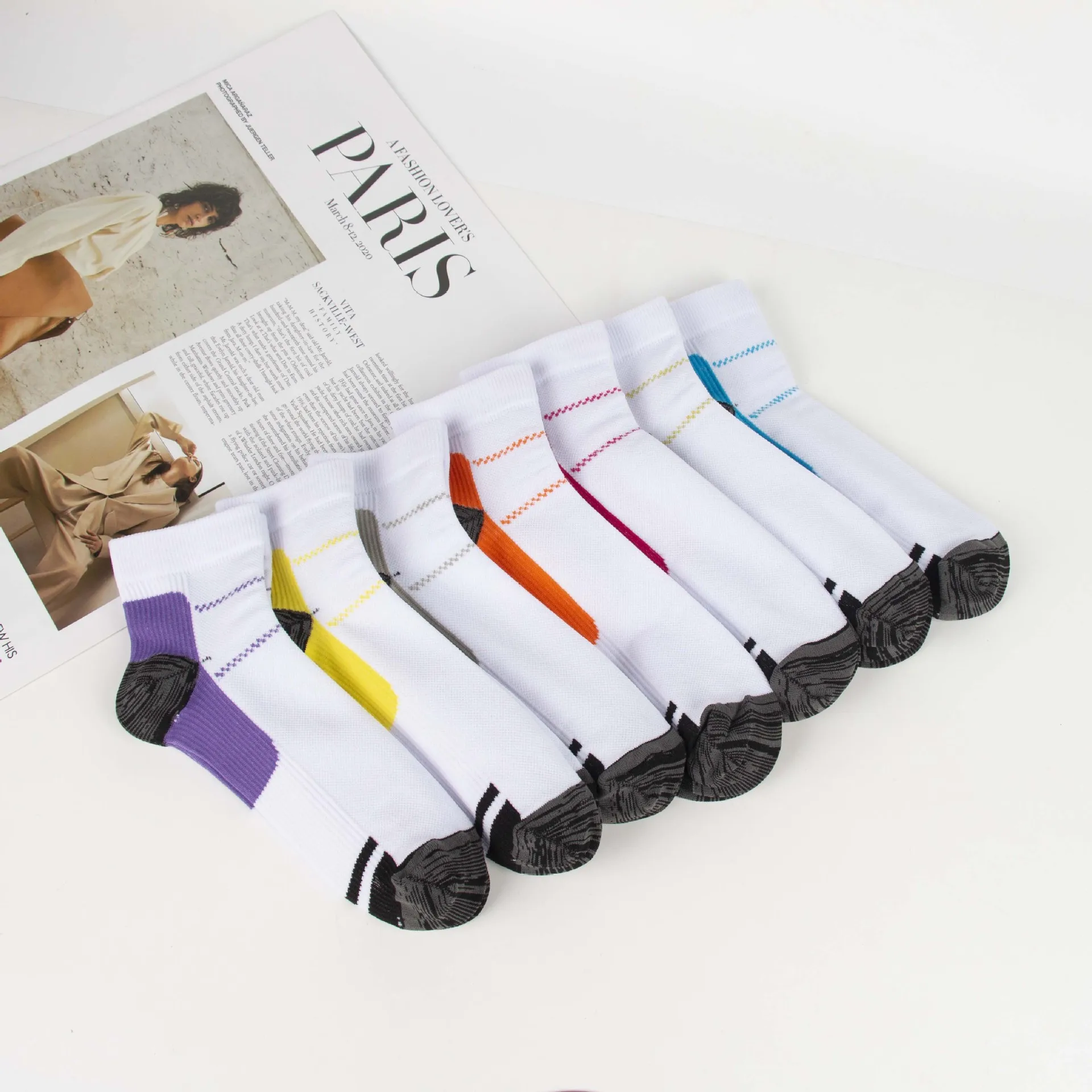WRELS 1/2/3 Paar Sportsocken, elastische Knöchel-Kompressionssocken für Herren und Damen, niedrig geschnitten, verdickte Ferse, rutschfest, für Radfahren und Laufen – Detail 11