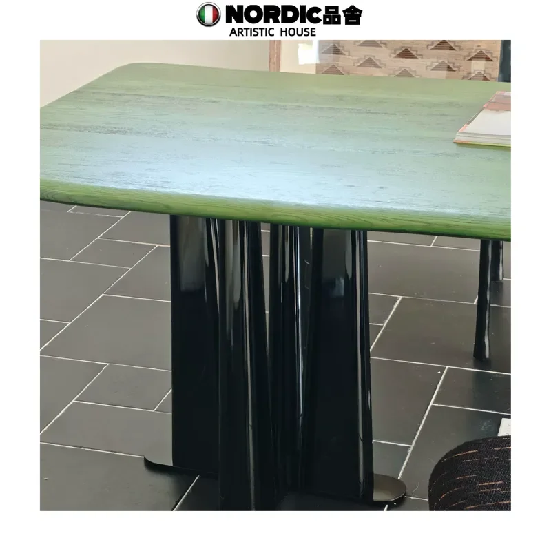 Nordic Chinese Antique Retro Long Dining Table Wabi Sabi Style Rectangular Wooden Table for Living Room Home Furniture