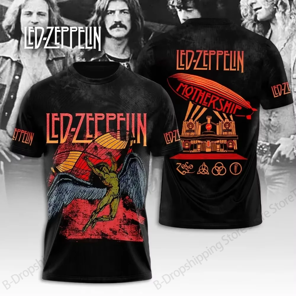 Nouveau T-shirt imprimé en 3D vintage Led Zeppelin pour hommes et femmes, mode hip-hop, manches courtes, rock, hauts, t-shirts, vêtements pour hommes, camiseta