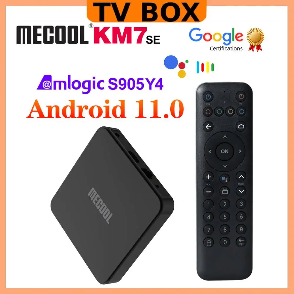 Mecool KM7 SE TV Box Android 11 ATV Google Certified LPDDR4 2GB RAM 32GB Dual Wifi BT5.1 Support AV1 Youtube 4K Set Top Box