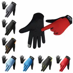 Full Finger Cycling Gloves Breathable Ice Silk Thin Silicone Non-slip Touch Screen Fishing