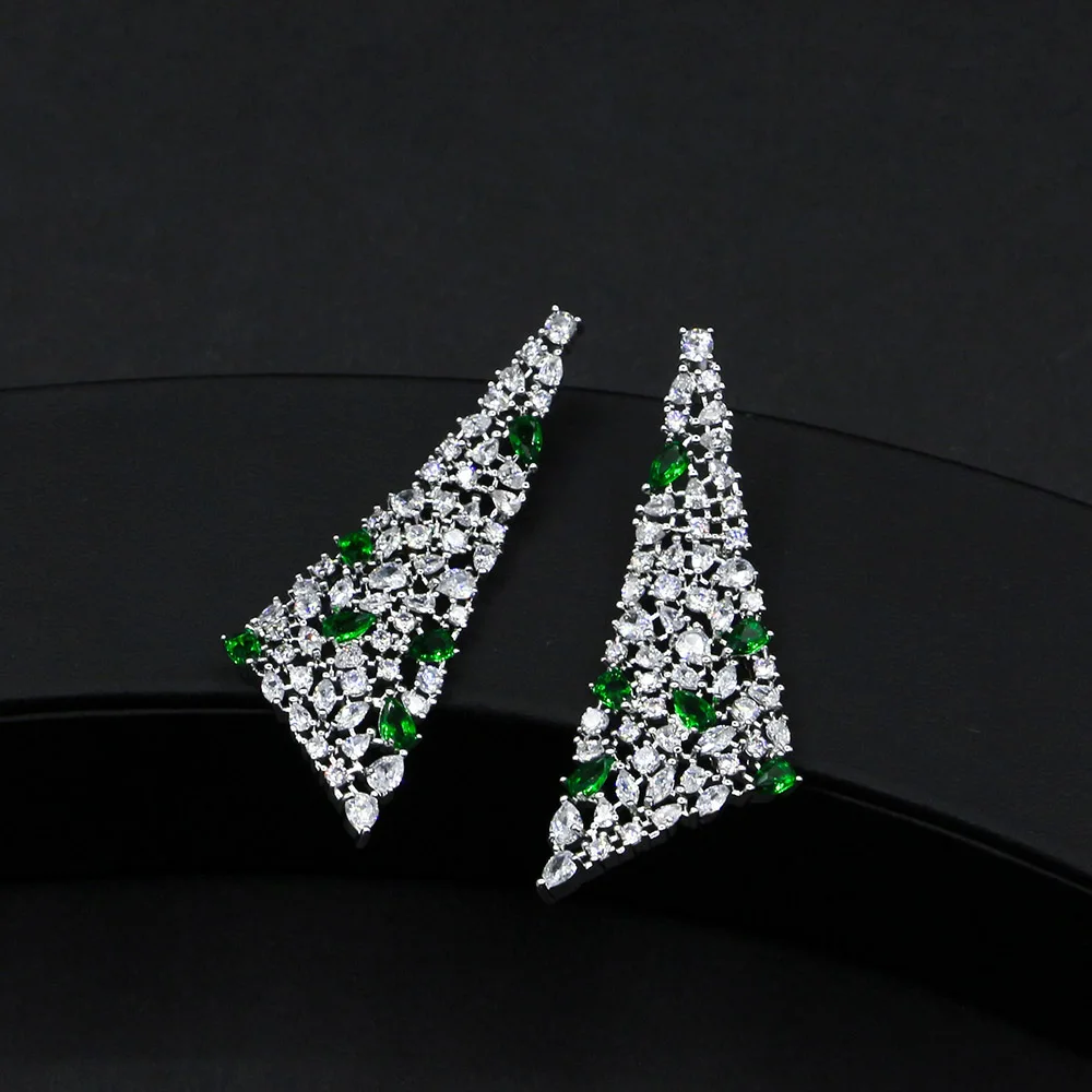 

HIBRIDE Fashion Women Triangle Multi Wedding Stud Earrings Engagement Large Earrings For Bridal Accessories Bijoux Femme E-236