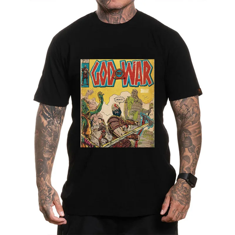 

Retro Kratos God of War Videogame print Gift T-Shirt Vintage Spartan warrior Graphic Clothes 0120 All size Tops Unisex Tee S-6XL