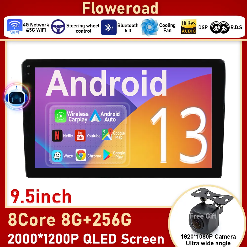 Android Auto Universal Car Multimedia Player Radio Autoradio 2Din Slim Carplay Screen For Volkswagen Kia Hyundai Toyota Nissan