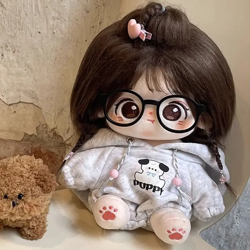 Fashion 20cm Plush Doll Clothes White Cute Puppy Graphic Tops Cotton Soft Outfit For BJD Animal Doll Toys Party Favors Mini Cosp
