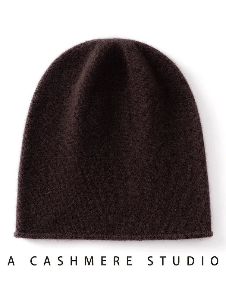 Adults Basic 35% Cashmere Beanie Hat Gravity Soft Solid Color Knit Skull Cap Winter Warm Headwear Unisex Daily Wear