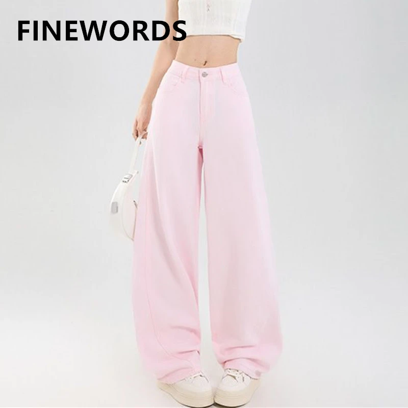 

FINEWORDS Retro High Waist Wide Leg Jeans Women Korean Streetwear Easymatch Casual Jeans Easymatch Highstreet Baggy Jeans