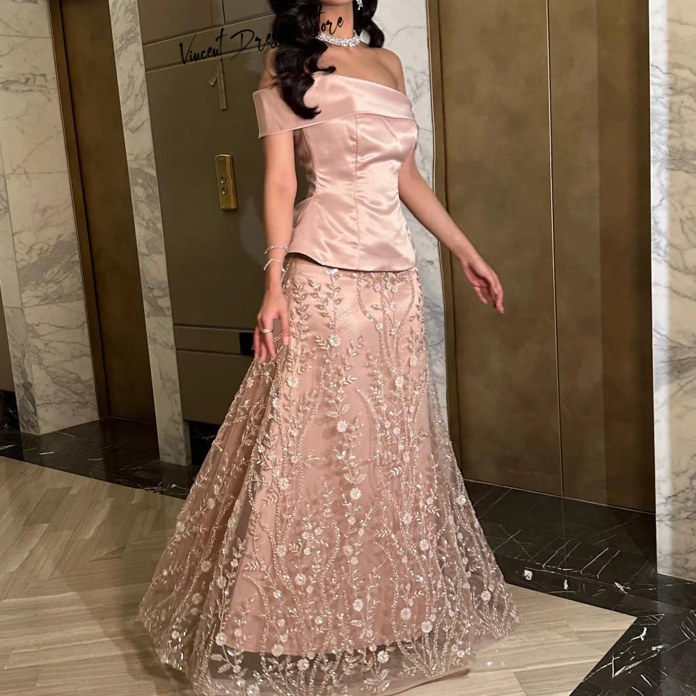 Customized Off the Shoulder Satin and Tulle Evening Dress High Quality Flowers Special Occasion Gowns Elegant Celebrity Dress image 6