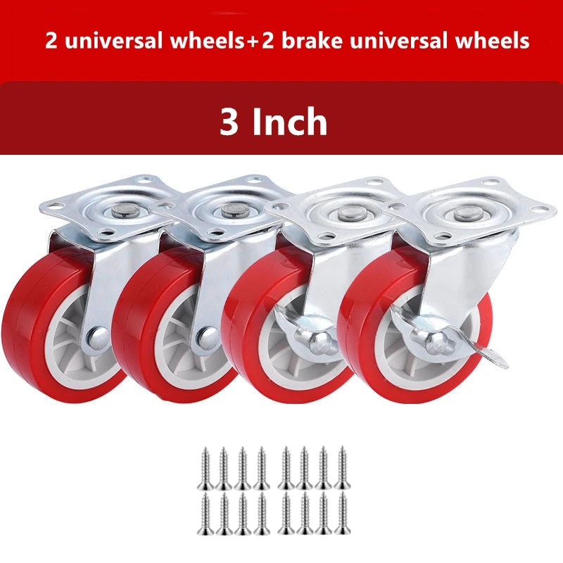 

4 Pcs/Set 3 Inch Directional /Universal/Brake Furniture Silent Swivel Caster Trolley Wheels Hardware Steering Pulleys Chair