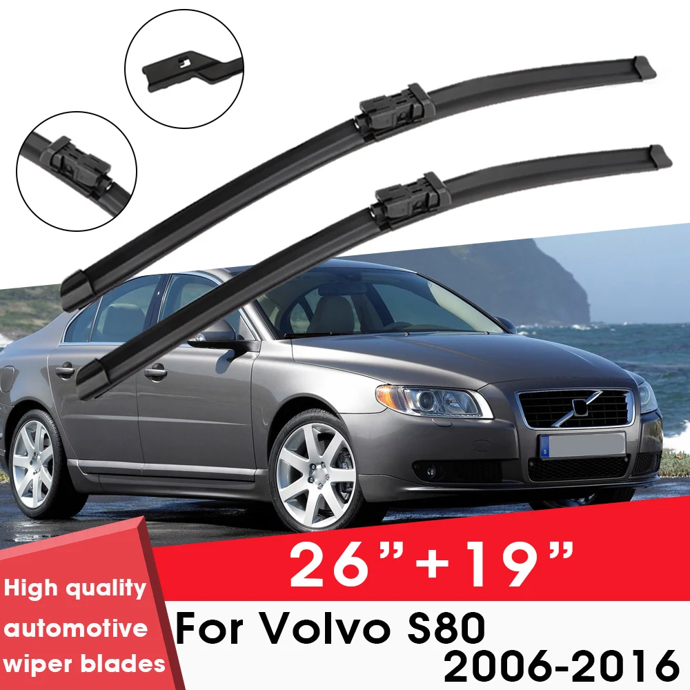 

Car Wiper Blade Blades For Volvo S80 2006-2016 26"+19" Windshield Windscreen Clean Rubber Silicon Cars Wipers Accessories