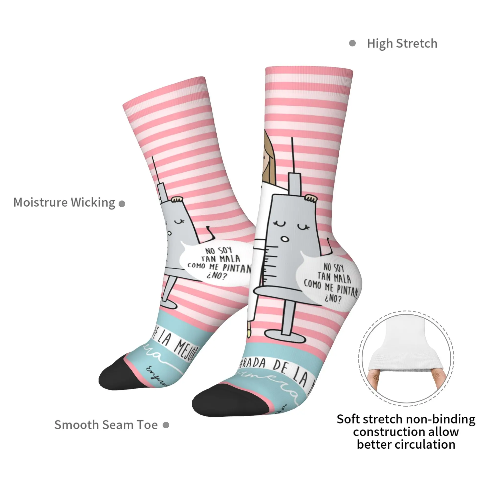 Enfermera En Apuros Doctor Nurse Medicine Funny Crazy Sock for Men Women Breathable Cartoon Sock Spring Summer Autumn Winter