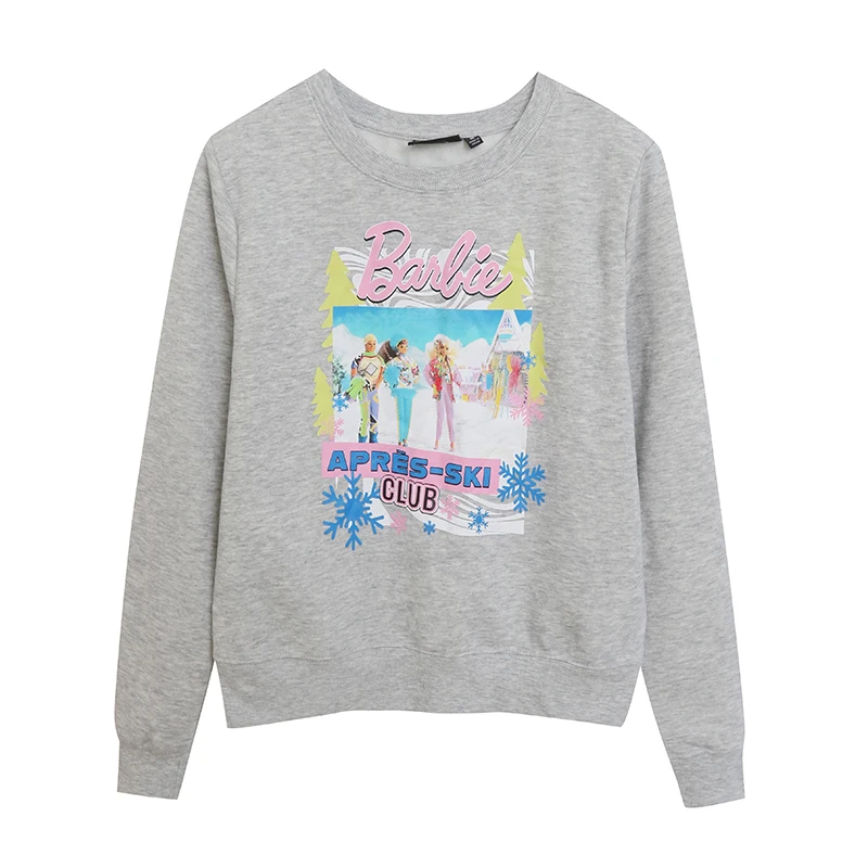 

Comfortable Fleece Long Sleeve round Neck Sweatshirt Casual Cartoon Print Loose Sweet Style Women's Fashionable Top