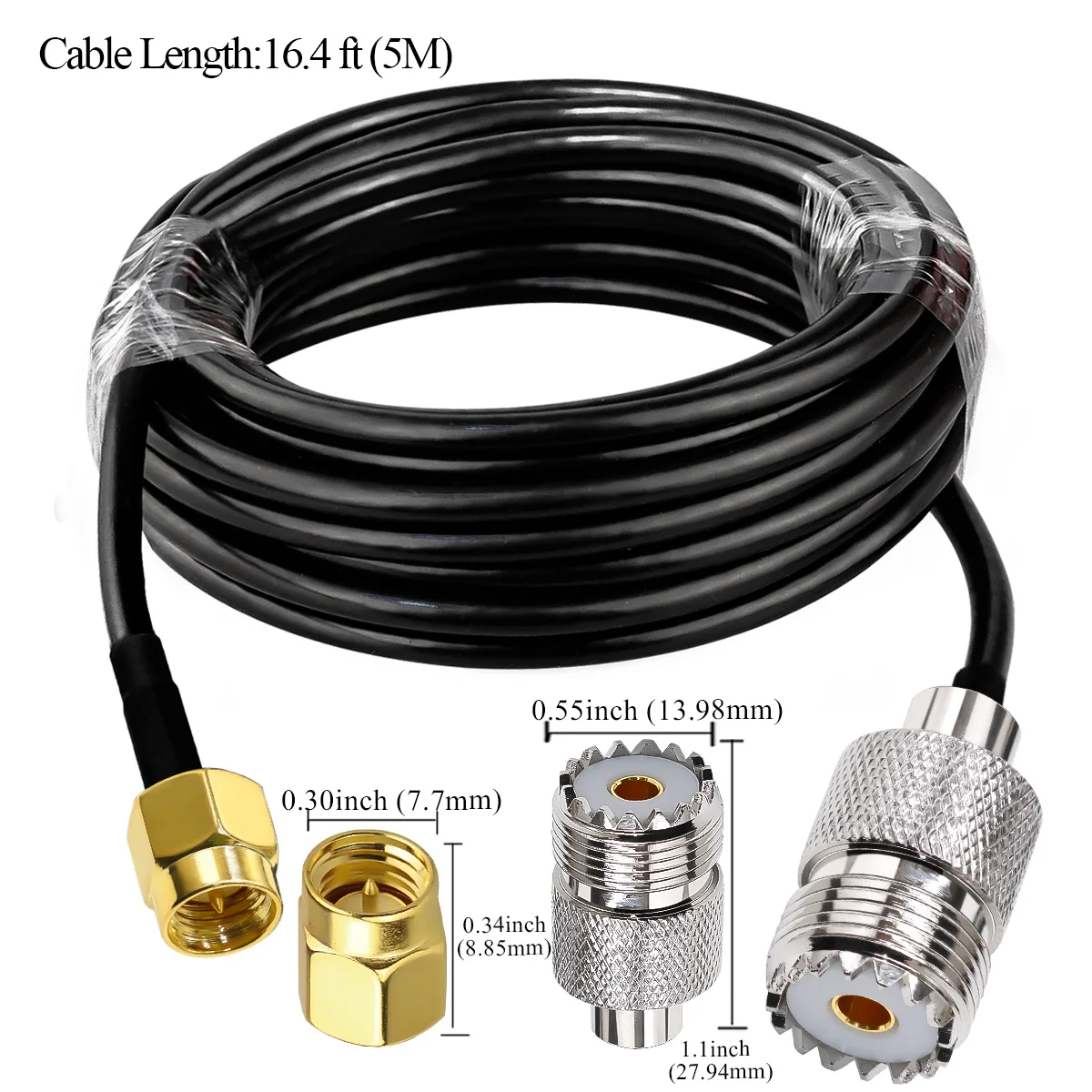 SMA to UHF Extension Cable RG58 SMA Male to SO239 Female WiFi Antenna Pigtail Cable PL-259 RF Coax Assembly Cable 30cm 50cm 5M