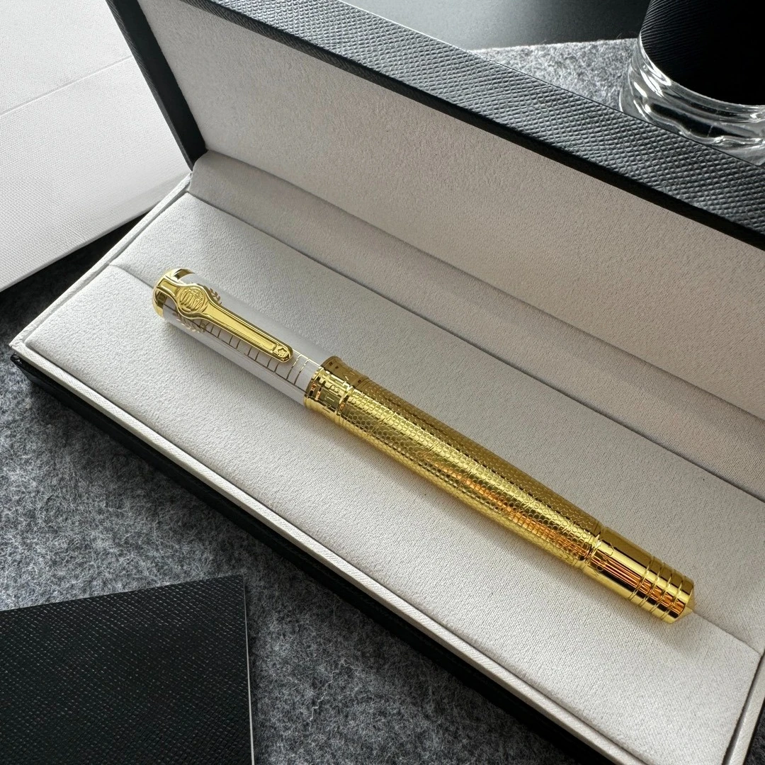 Ballpoint Pens Luxury Metal Style Writing Pen Gold Silver Color Elegant Design Smooth Ink Pen with Gift Box for Business