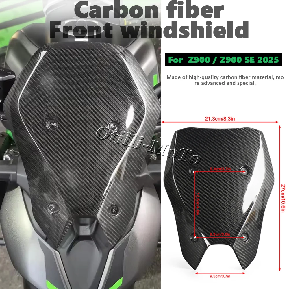 

For Kawasaki Z900 Z 900 SE 2025- Motorcycle Carbon fiber front windshield 4Color Plastic Large Meter Windscreen Protection Cover