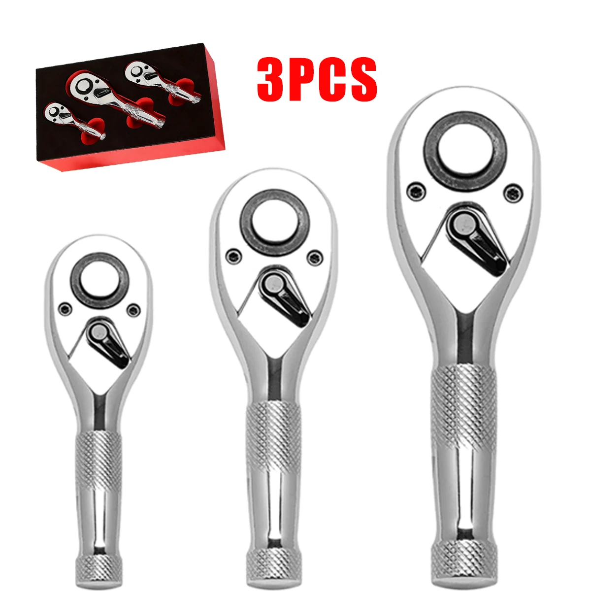 

1/4 Inch Drive Stubby Ratchet Mini Quick Release Square Head Spanner Two-way Ratchet Socket Wrench 72-Tooth