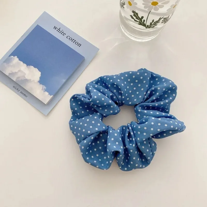 Women\'s Hair Band Fashion Blue Flower Scrunchies Sweet Girl Hair Ties Ponytail Hairband New Headwear Hair Accessories