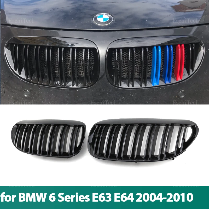 BLACK Grille ABS Front Replacement Hood Kidney Grill For BMW 6 Series E63 E64 2004-2010 Racing Grilles Replacement