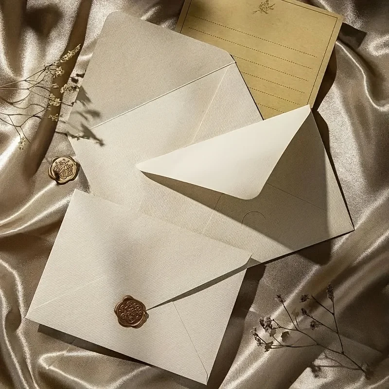 Luxury Linen Envelope and Letter Set with Wax Seals - Vintage Elegant Style - Perfect for Weddings, Parties & Special Occasions