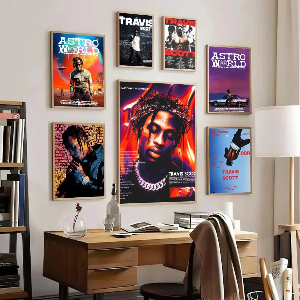 T-Travis Scott Poster HD Art Sticky Wall Waterproof Home Living Room Bedroom Bar Aesthetic Decoration