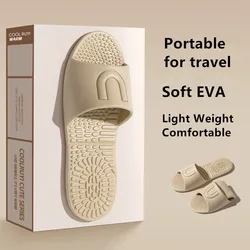 Summer Shoes Light Weight Travel Slippers Women Open Toe Soft EVA Comfortable Foldable Non-Slip Home Bathroom Slides for Ladies