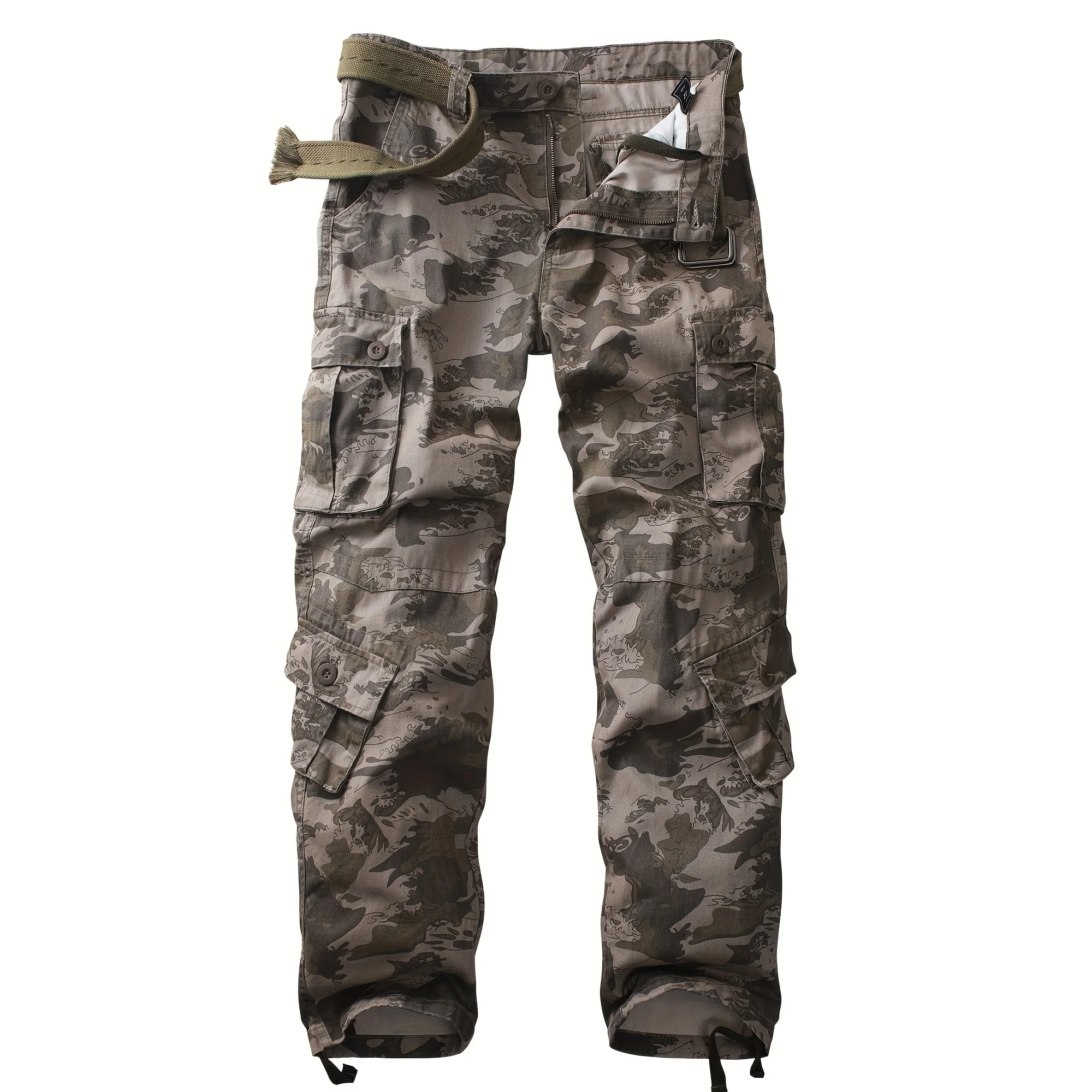 Men Combat Pants With Knee Pads Tactical Cargo Sport Trousers Camouflage Multicam Trekking Hunting Clothes（Not belt）