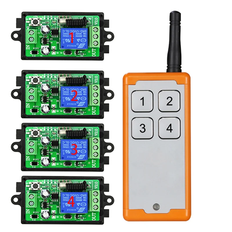 1000M daleki zasięg DC12V 24V 1CH pilot bezprzewodowy RF łącznik przekaźnikowy światło/lampa/bramy garażowe okiennice ekran projekcyjny