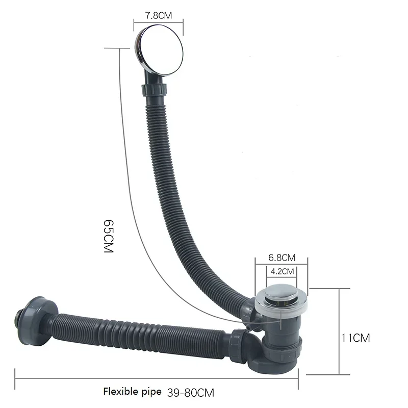 Wonderful Bathtub Sewer, Water Remover, Drainage Pipe, Hose, Bathroom Bathtub Accessories with Overflow Hole, All Copper Spring