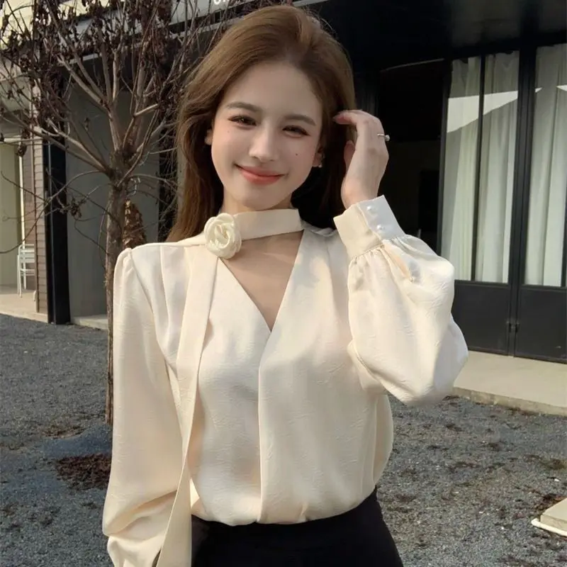 

Ele Pink irt Женский очаровательный топ с 3D цветами Sa Красивая осенняя мода Женская облегающая длинная све irt