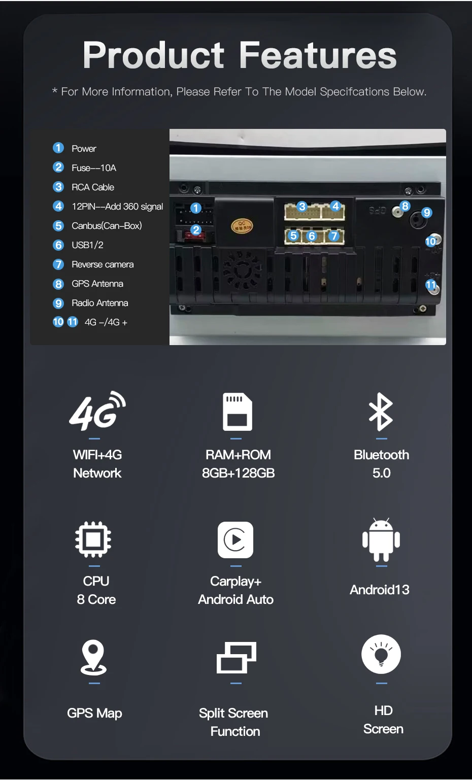Android 14 Auto Für Ford Mustang 2015-2020 Tesla Bildschirm Auto Radio Stereo Multimedia Player GPS Navigation DSP 4G WIFI Carplay – Detail 4