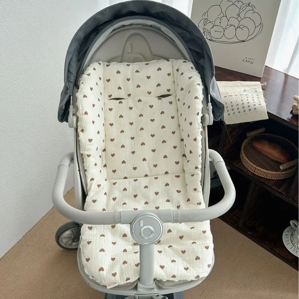 Soft Baby Stroller Seat Cushion Comfortable Machine Washable Stroller Accessories Breathable Cartoon Pattern