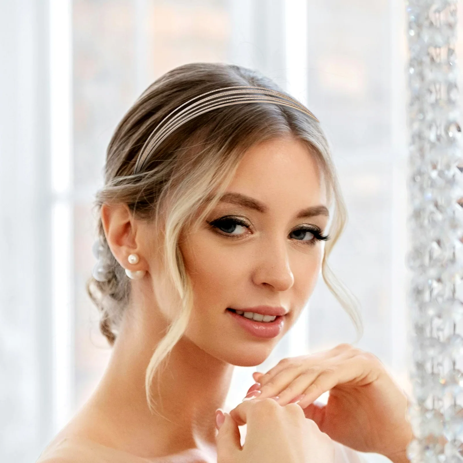 

3pcs Metal Headband Layered Thin Hair Band for Women Bridal Wedding Accessories Stylish Durable Comfortable Design Alloy Wire