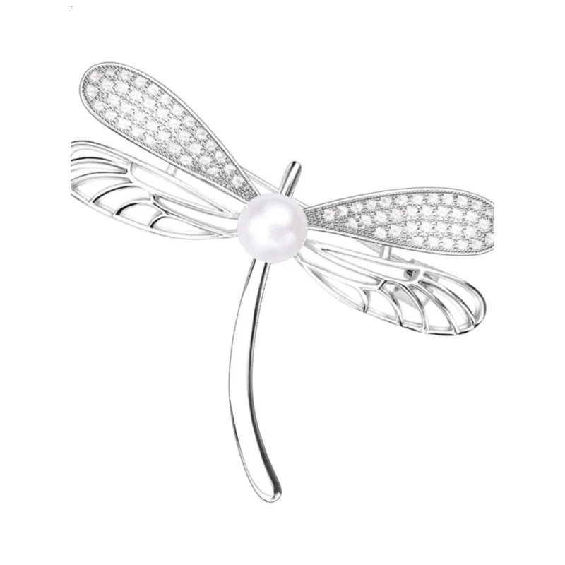 Broche de Libélula con Nubes Verdes y Perlas de Agua Dulce, Broche Exquisito de Alta Gama, Hebilla para Chal, Accesorios para Traje