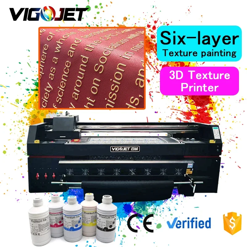 New Product 1.8m 3D Relief Texture UV Printer 3D Letter Large Format Hybrid Printing Machine