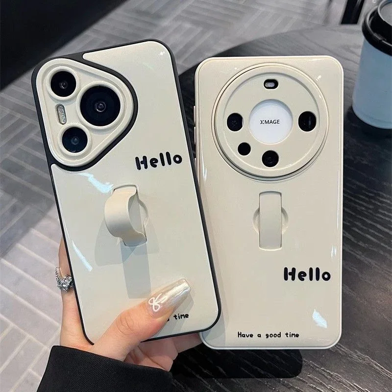 

Simple White Invisible Wristband Case For Huawei Pura80pro Pura70 60 Pro Phone Case Mate60 Pro Cover Japanese And Korean Style