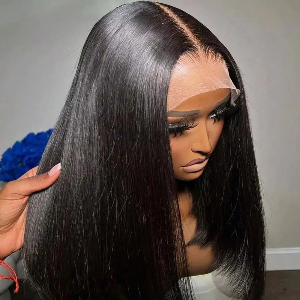 40 Inch 250% Density Glueless Wigs Straight Human Hair Human Hair Bleached Knots Upgraded Lace Front Wigs Pre Cut Straight 5x5 Glueless Lace Closure Wigs For Women Invisible Melt Skin