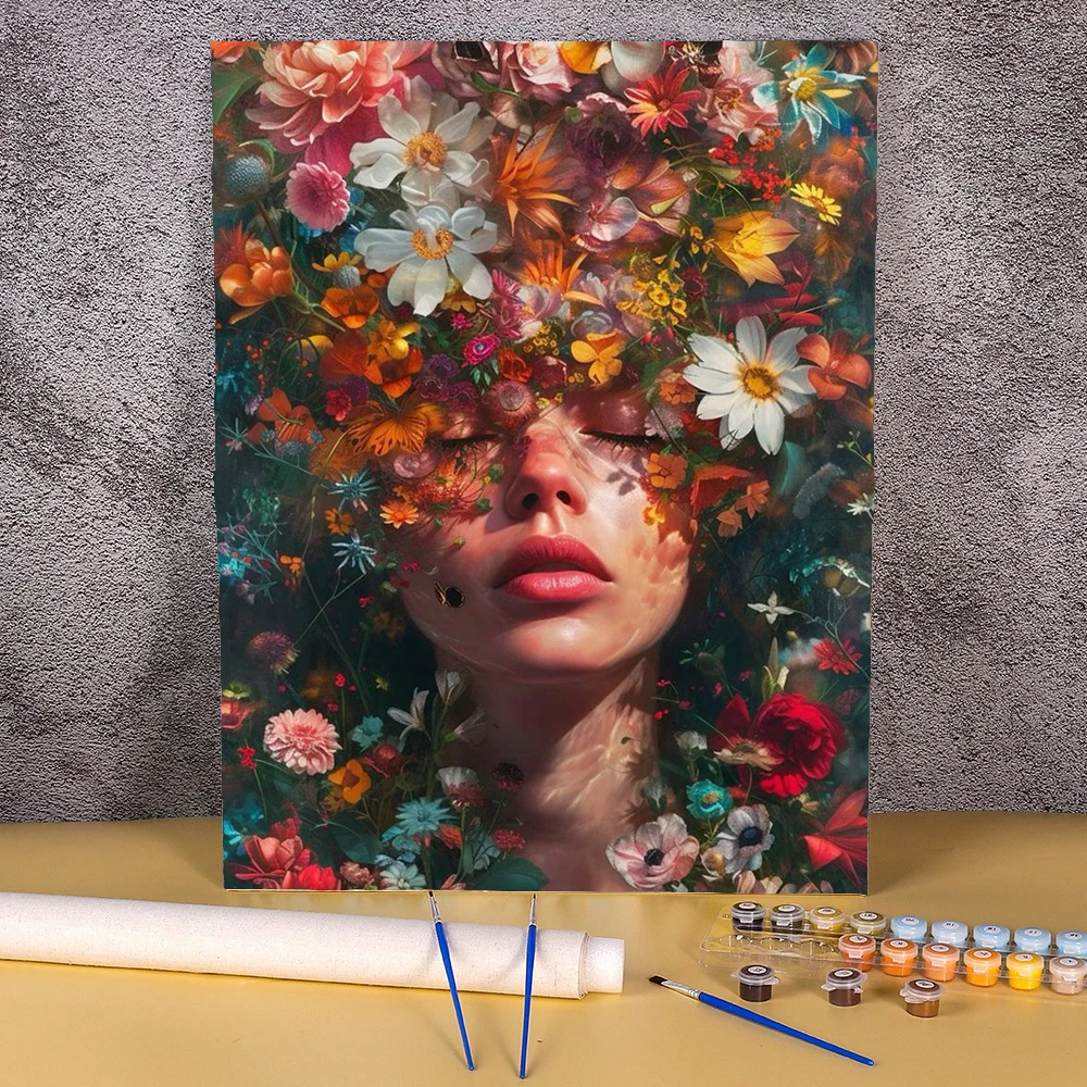 

Paint By Numbers Flower Women Color Markers Handicraft Handiwork Acrylic Paint Kit Living Room Decoration Wall Art Painting