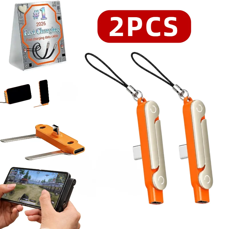 240W Ladekabelhalterung mit unsichtbarer Unterstützung, faltbarer Telefonhalter, USB Typ C Flachladegerät, Ladekabel, C-Kick-Kabelständer