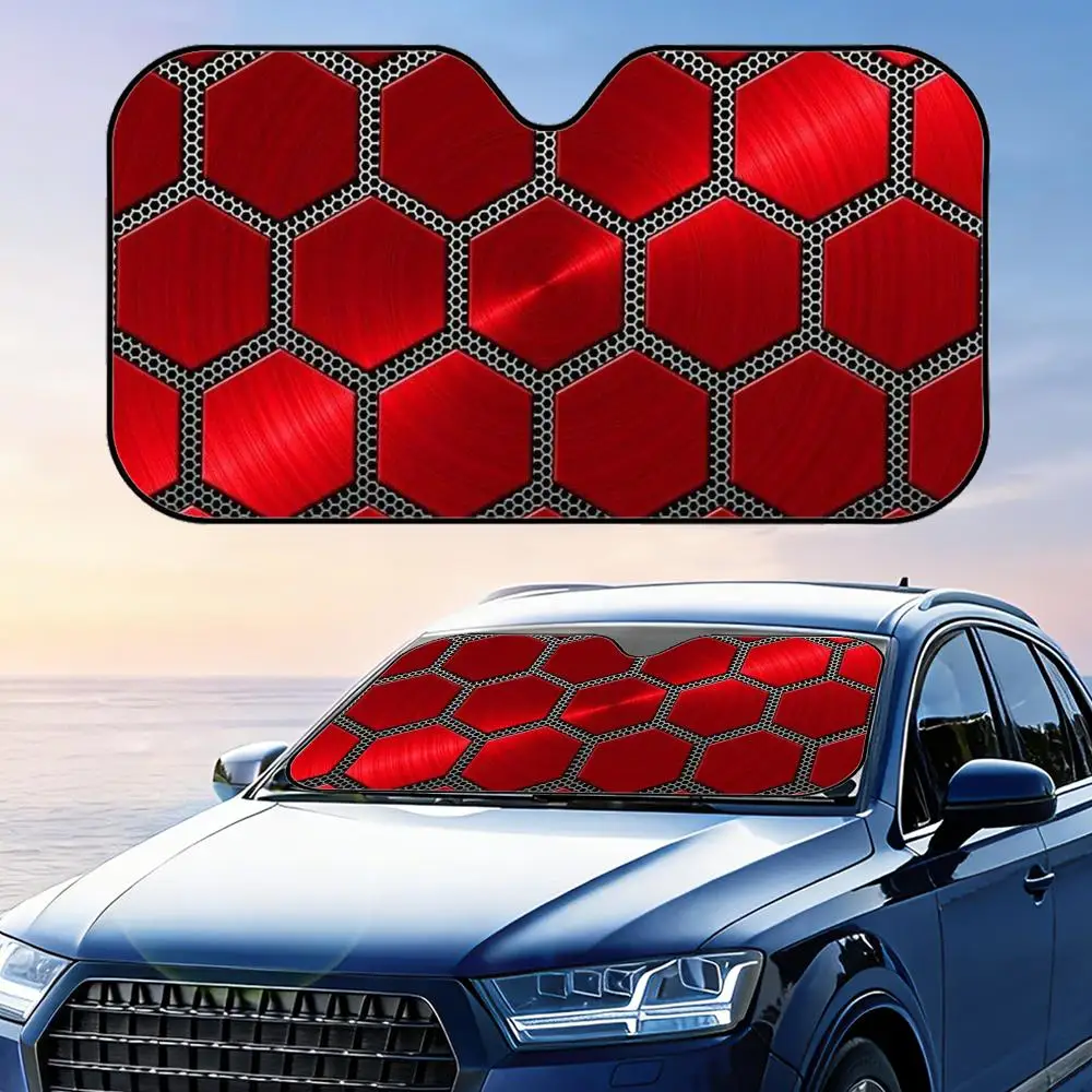 

Красный солнцезащитный козырек с узором «соты», накидка на лобовое стекло автомобиля, защита от УФ-излучения, отражающая теплоизоляция из алюминиевой фольги