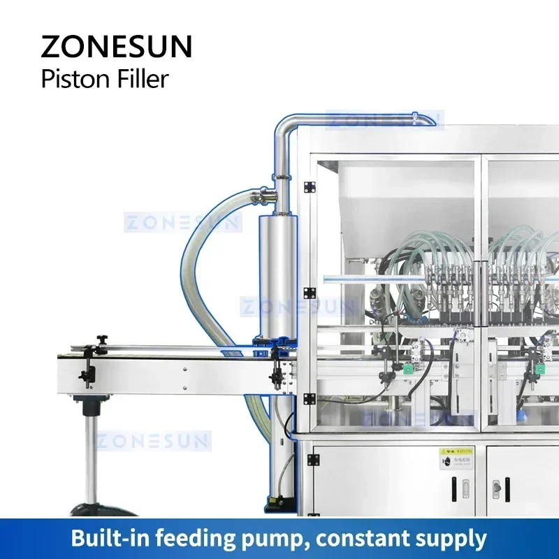 ZONESUN Riempitrice automatica a pistone Riempitrice per pasta spessa Riempitrice volumatrica per liquidi Pompa servo ZS-YT12T-12PX