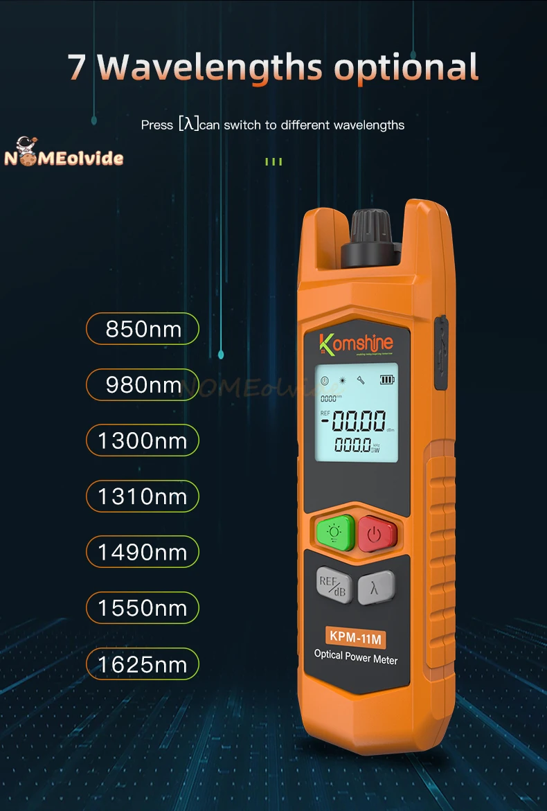 Fiber Optic Mini Power Meter KPM-11M with LED Light. LC Adapter 1.25mm Suit for Power Meter, Light Source, VFL Handheld Mini OPM
